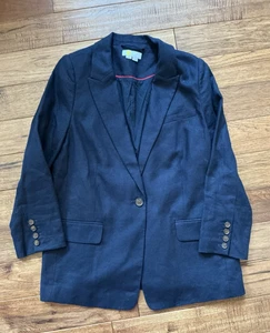 Boden Navy Blue Linen Blazer, size 16/18 - Picture 1 of 10
