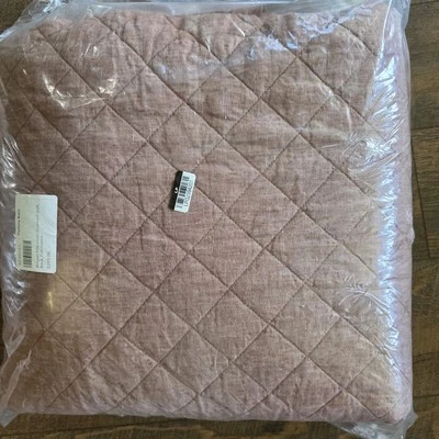 POTTERY BARN BELGIAN FLAX LINEN DIAMOND QUILT-Full/Queen - BRICK - NWT - Image 1 of 4