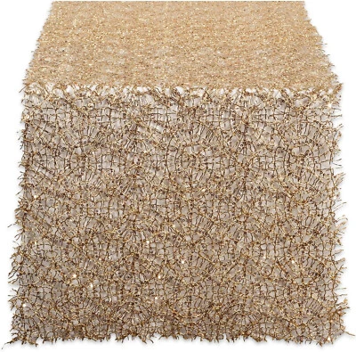 DII CAMZ38207 16" x 10' Table Runner Roll Gold Sequin - Image 1 of 4