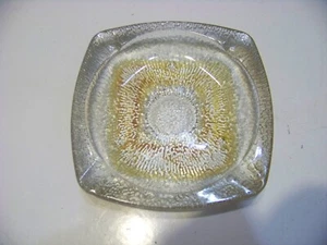 Large Vintage Cigar Cigarette Ashtray Glass clear gold mid-century modern - Imagen 1 de 2