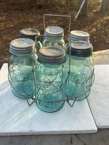 Very rare! Lot Of 6 Vintage Blue BALL “Perfect Mason Jars” 1913-1923 With origin - Picture 1 of 10