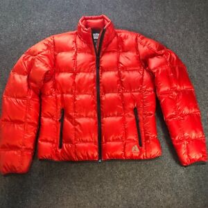 Eddie Bauer Puffer Jacket Womens Large Red Orange Goose Down Coat Whittaker
