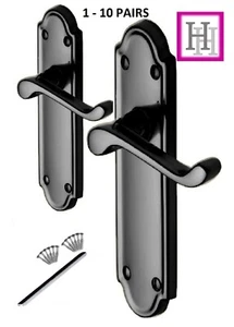 Manijas de puerta de palanca negro níquel desplazamiento victoriano interior Ashford 1-10 pares D1 - Imagen 1 de 25