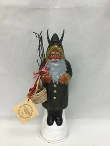 NEW 2022 Ino Schaller Paper Mache Krampus w/ basket of mushrooms and gold coat - Picture 1 of 7