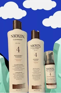 16 oz Nioxin Shampoo, 10oz Conditioner, 1.3oz Scalp Treatment - System Kit 4 - Picture 1 of 3