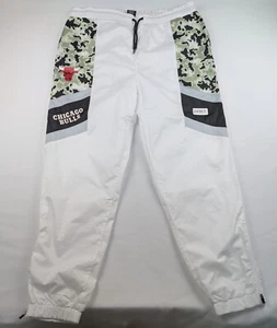 NBA Jogger Pants Mens Large White Chicago Bulls Basketball Drawstring Mesh Lined - Picture 1 of 5