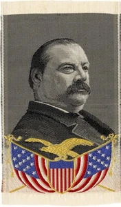 1888 Grover Cleveland Woven Silk Campaign Ribbon - Picture 1 of 2