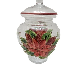 Christmas Celebrations Pointesettia 10” Covered Jar - Bild 1 von 3