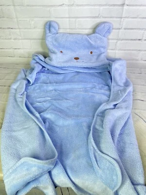 Manta de seguridad grande Lovey Blankie BG3472 con bolsillo de oso azul para bebé TOTALMENTE Foto 1 de 4
