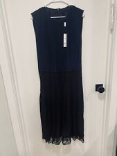 Marc Jacobs NWT Black And Navy Pleated Silk Sleeveless Dress Women Size 10