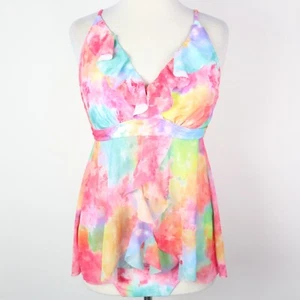 Traje de baño transparente de dos piezas Shein 0XL (talla 12) colorido babydoll - Imagen 1 de 6