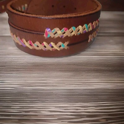 Cinturón de cuero trenzado Lucky Brand #BURUR442 hecho en la India talla S Foto 1 de 4