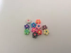 50 x purple/white multi handmade polymer clay heart beads(9-11x10-11x4-5mm) - Picture 1 of 6