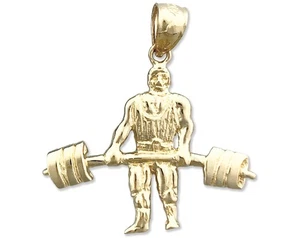 Colgante de culturista de peso pesado de oro de 14K - Imagen 1 de 6