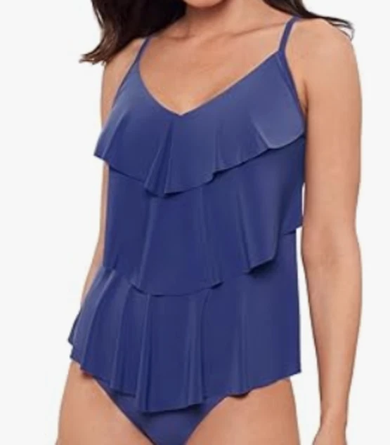 NUEVO Top Tankini para mujer verde aguamarina triple nivel cerúleo talla grande 2X Foto 1 de 1