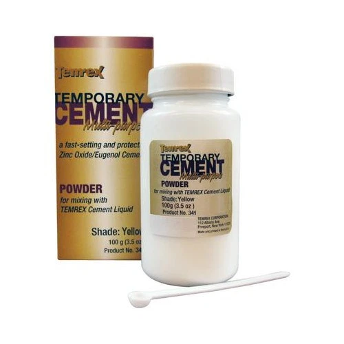 Temrex 341 Óxido de Zinc Eugenol Cemento Dental Temporal Polvo Amarillo Botella 100g Foto 1 de 1