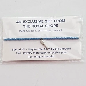 Royal Caribbean Shops Charm Bracelet New Blue Bead Silver Tone Champagne Glass - Picture 1 of 1