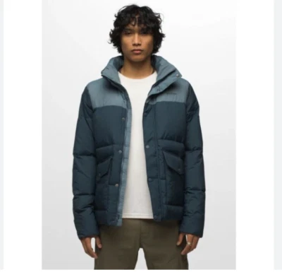 prAna Timber Trail Jacket Mens Medium Blue Down Fill Removable Hood New - Image 1 of 4