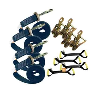 BLACK 8 POINT TIE DOWN Kit w/Twisted SNAP HOOKS Car Carrier Rollback Tow Truck - Foto 1 di 3