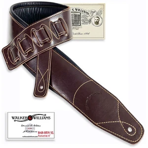 Walker And Williams B4B-BRN-XL Extra Long 4” Wide Leather Padded Guitar Strap - Picture 1 of 15