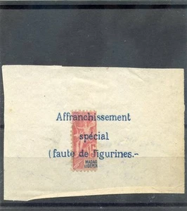 MADAGASKAR, YT 88, 1904 TAIFUN PROV, 50c ROSA, HALBIERT AUF STÜCK, SELTEN, $ 350 - Bild 1 von 1