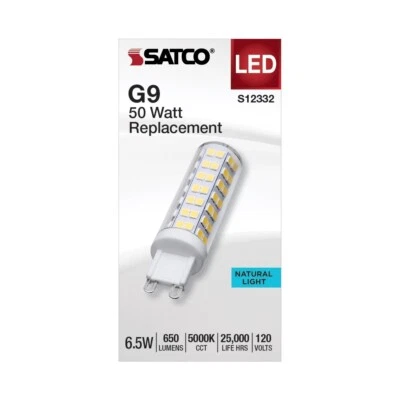 Satco S12332 - 6.5 Watt T6 LED Bulbs - G9 Base - 5000K ( 2, 5, 10 or 20 Pack) - Image 1 of 4