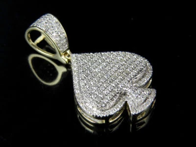 Real Auténtico Colgante de Pala As Diamante Cultivado en Laboratorio Para Hombre Dos Tonos Plateado Foto 1 de 4