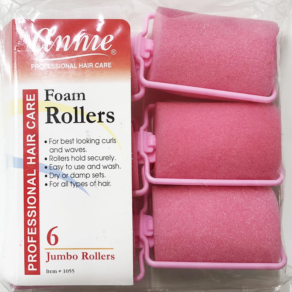 ANNIE CLASSIC FOAM CUSHION ROLLERS #1055, 6 COUNT PINK JUMBO 1-1/2" - Image 1 of 1