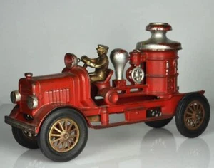 HUBLEY CAST IRON PUMPER FIRE TRUCK c1930's - ANTIQUE TOY - RUBBER TIRES - 11" - Picture 1 of 16