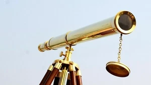 64" Floor Standing Brass Harbor Master Telescope Nautical w/Tripod Stand Design - Picture 1 of 8