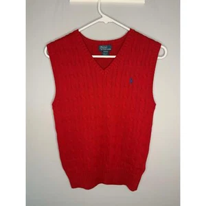 Polo Ralph Lauren Sleeveless V-Neck Knit Sweater Vest Red Kid Size M (10-12) - Picture 1 of 5