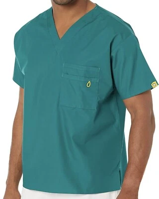 WonderWink Mens Origins Unisex Modern Fit Scrub Top Large Turquoise NWT - Image 1 of 2
