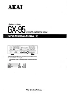 Akai GX-95 Cassette Deck Owners Instruction Manual - Picture 1 of 1