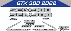 SEADOO GTX 300 2022 Graphics / Decal / Sticker Kit Custom GREY & BLACK - Picture 1 of 1