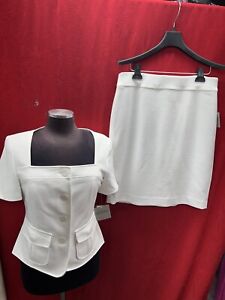 KASPER SKIRT SUIT/NEW WITH TAG/RETAIL$280/LINED/SIZE 14/SKIRT  25"/WHITE