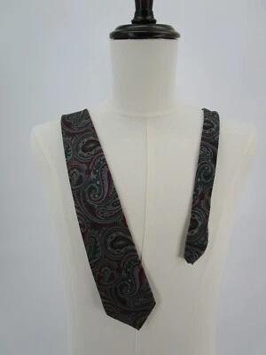 Галстук мужской Leonardo Itrelli зеленый пейсли 58,25 дюйма длина 3,25 дюйма ширина шелк опрятный сделано в США - Изображение 1 из 4