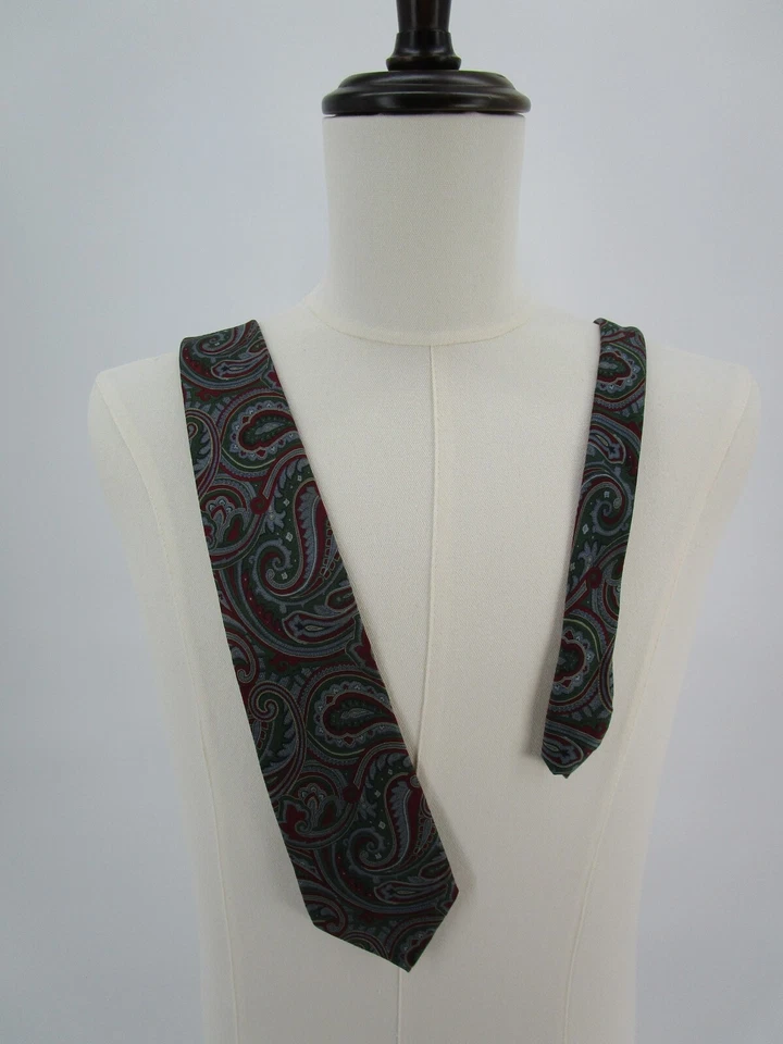 Corbata para hombre Leonardo Itrelli verde cachemira 58,25" largo 3,25" ancho seda EE. UU. Preppy Foto 1 de 4