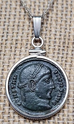 Collar de plata 925 moneda romana antigua auténtica Constantino el Grande con certificado de autenticidad  Foto 1 de 4