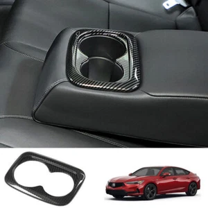 For Acura Integra 2023-2024 Carbon Fiber Rear Water Cup Holder Frame Cover Trim - Picture 1 of 9