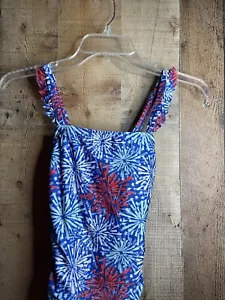 Cat and Jack One 1 Piece Swimsuit Girls M - 7/8 - Fireworks- USA - CUTE! - Picture 1 of 10