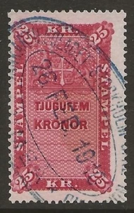 Sweden 1895 Stämpel /Documentary Revenue 25K Red Fine Used - Picture 1 of 2