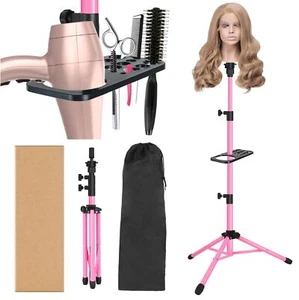 50" Adjustable Wig Stand Mannequin Head Stand w/ Tool Tray for Hairdressing - Picture 1 of 8