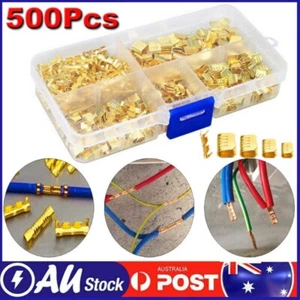 500Pcs U Shape Copper Wire Crimp Terminal TC Non-Insulated Butt Barrel Connector - Picture 1 of 6