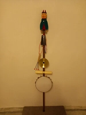 Premium Teufelsgeige Bumbass Schellenbaum dt Handarbeit Unikat hanggeschnitzt - Bild 1 von 3