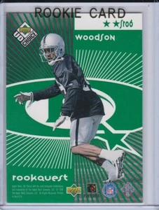 CHARLES WOODSON ROOKIE CARD 1998 Upper Deck GREEN VARIATION RC w/ DEION SANDERS! - Picture 1 of 2