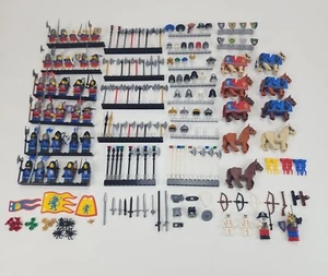 LEGO CASTLE LION KINGHTS,BLACK FALCON MINI FIGURES,WEAPONS,ARMOR,SHEILDS,BARDING