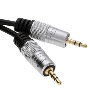 1m Pro Audio Métal 3.5mm Jack Stéréo vers Jack Audio Câble Or [Noir] Aux Câble - Afbeelding 1 van 5