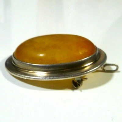 Spilla con ciondolo in argento 925 ambra con intaglio/incisione - Immagine 1 di 4