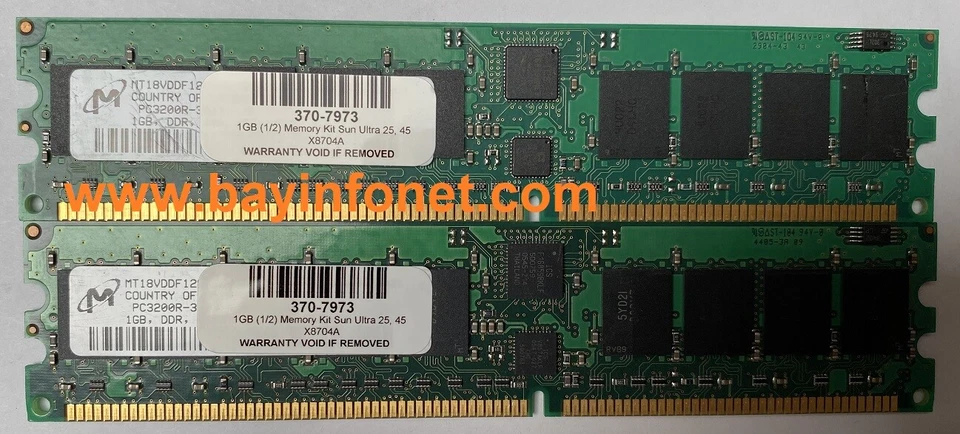 Sun X8704A 2 x 370-7973 2GB (2x1GB) Memory Kit For Sun / Oracle Ultra 25, 45 - Image 1 of 1