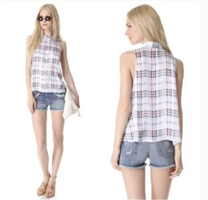 Revolve Equipment Femme Vivacious Plaid Mina Blouse Silk Size Large MSRP $188.00 - Picture 1 of 12
